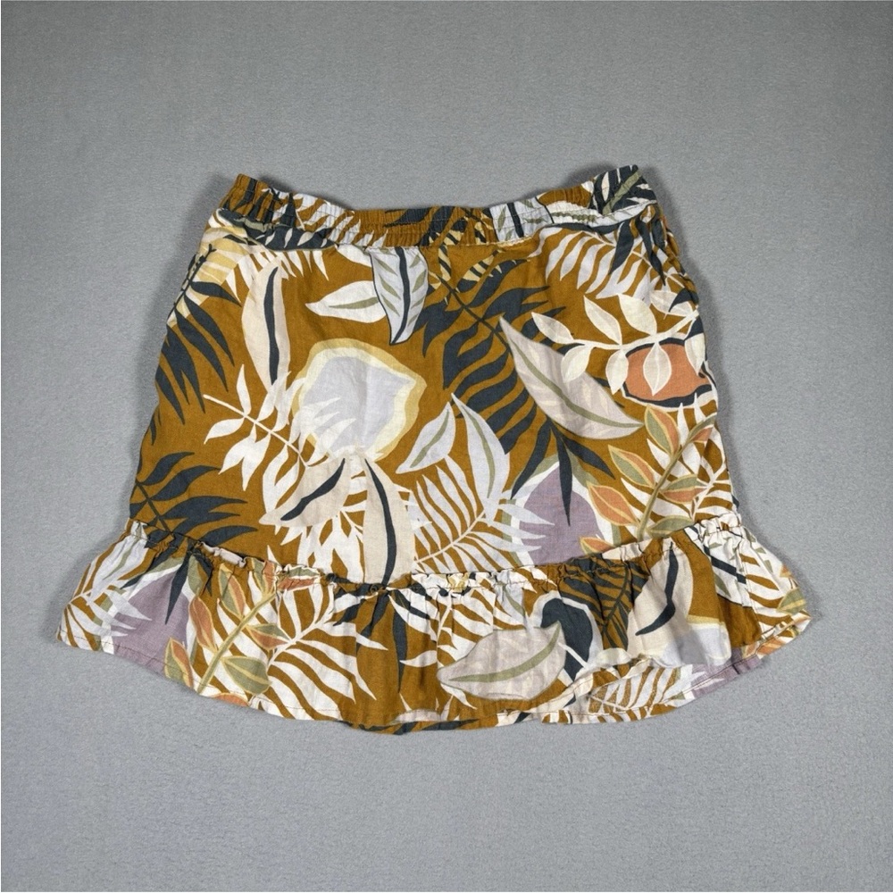 C & C California Mini Skirt Women's Medium Floral Tropical Hawaiian 100% Linen
